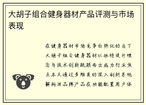 大胡子组合健身器材产品评测与市场表现
